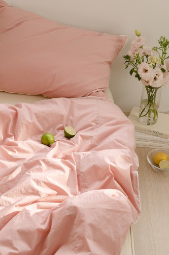 cotton solid line bedding pink