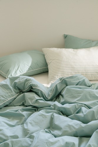 cotton solid line bedding mint