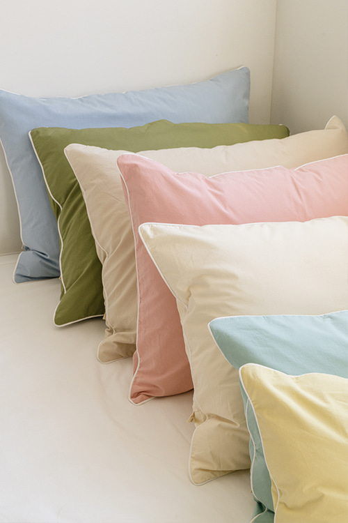 cotton solid line pillow cover
